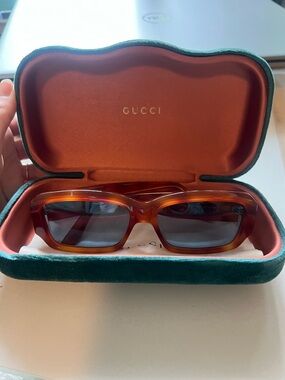 Gucci Amber Tortoiseshell Rectangular Sunglasses